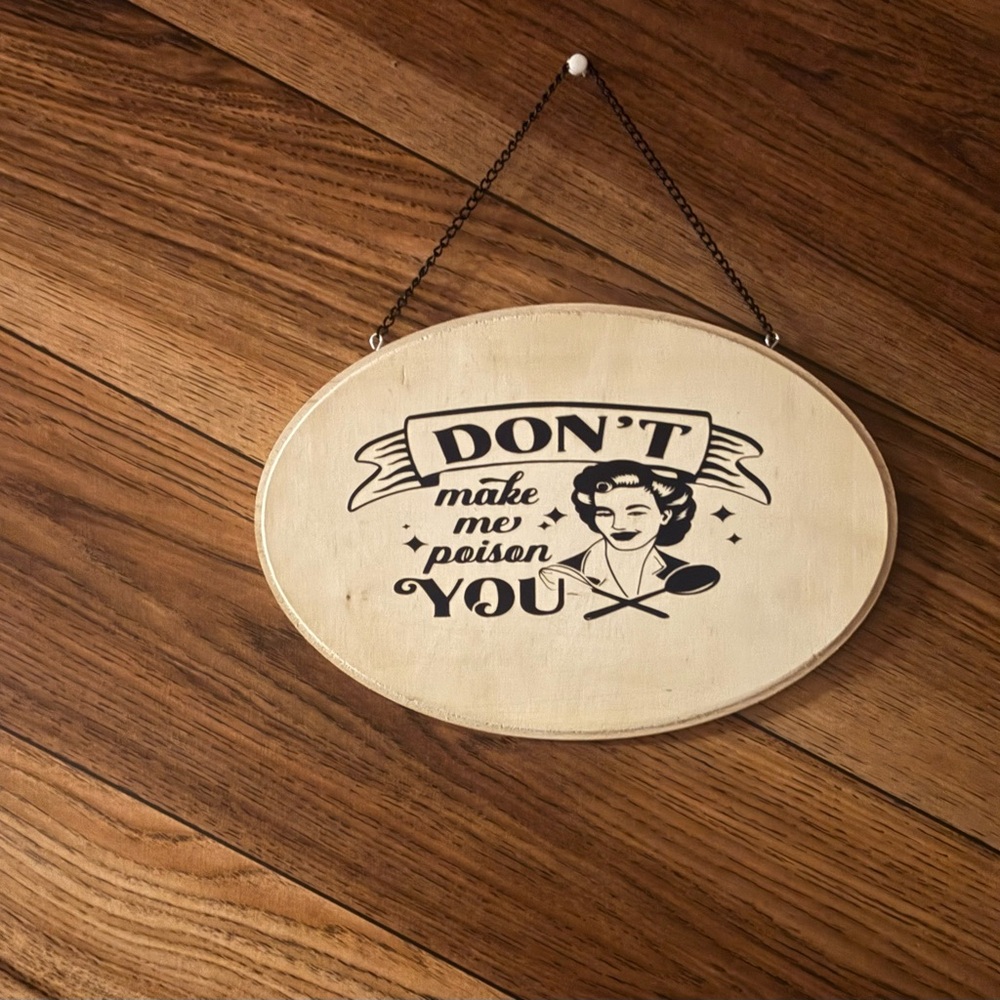 Vintage Style Wall Hanging with Black Print